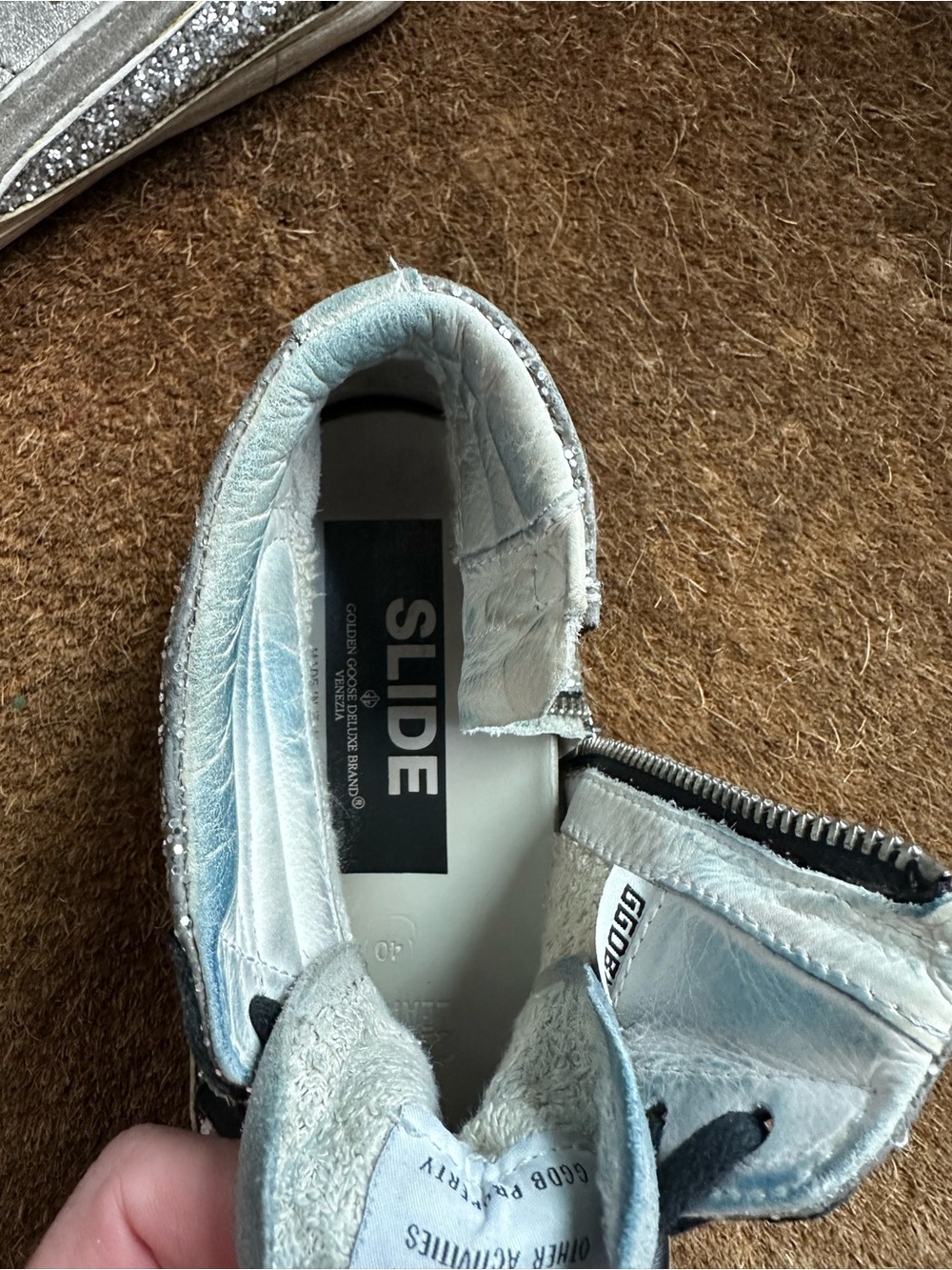 Golden Goose Slide Silver Glitter Black Star 40 - Picture 6 of 11